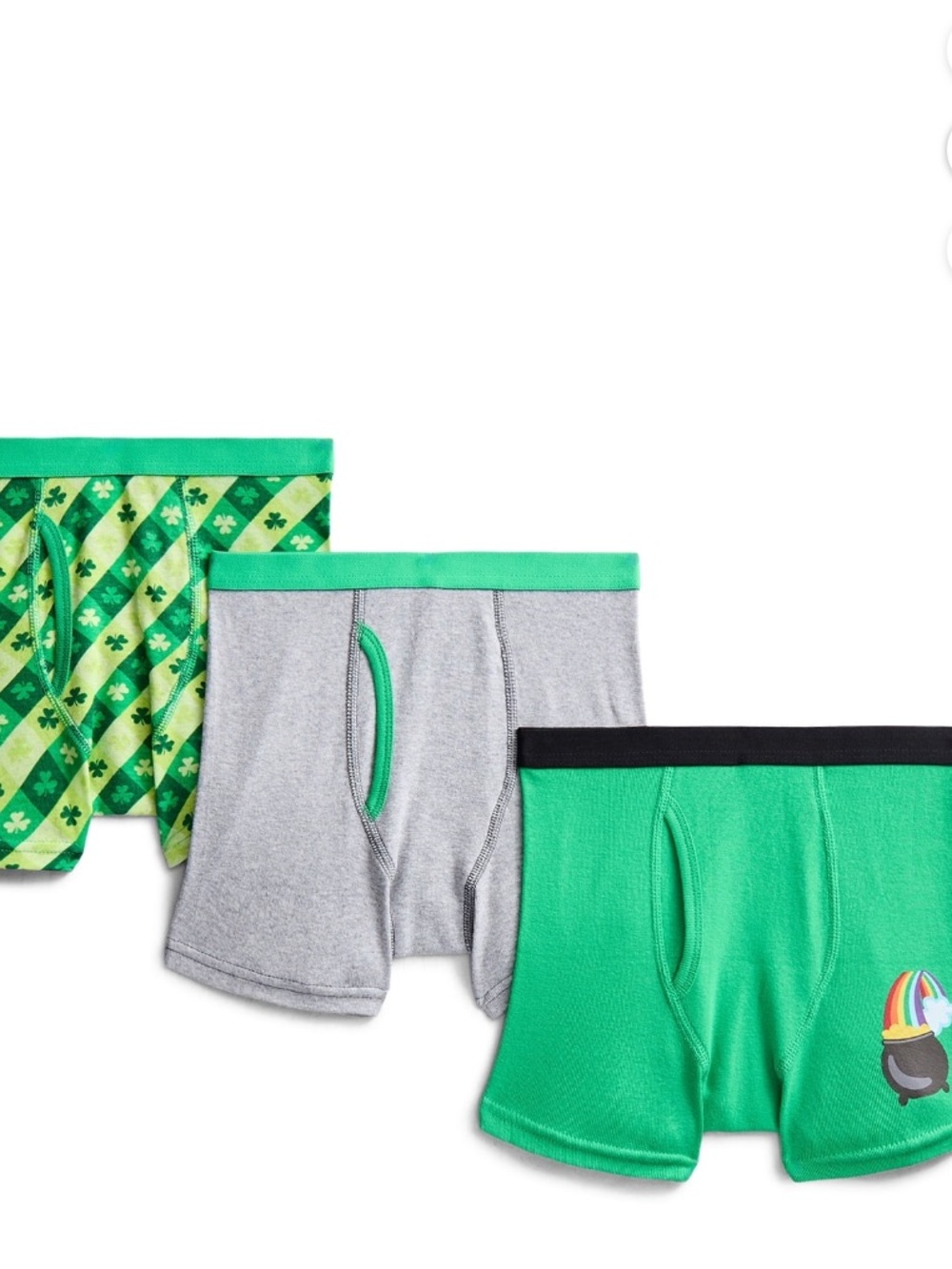 Celebrate It Boys Green Gray St. Patrick's Day Boxer Briefs 3-Pack